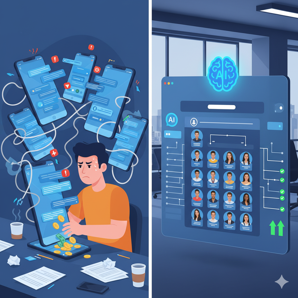 Plataforma Message Express automatizando atendimento no WhatsApp com IA e multiatendimento